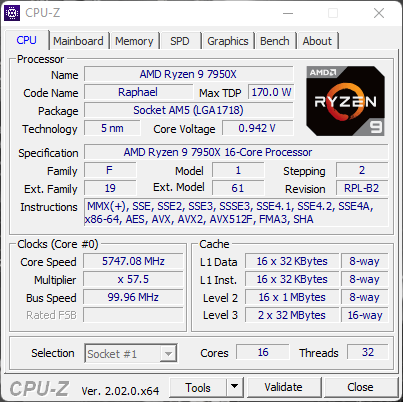 AMD Ryzen 9 7950X © Nerces