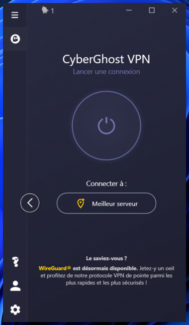CyberGhost - L&#039;interface de connexion simplifiée