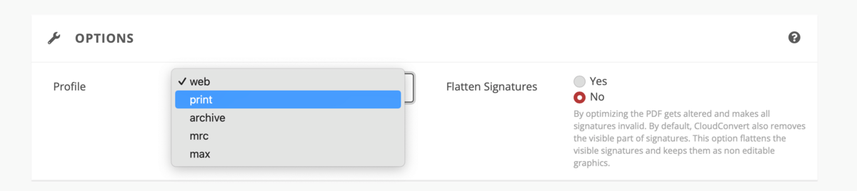 CloudConvert screen 1