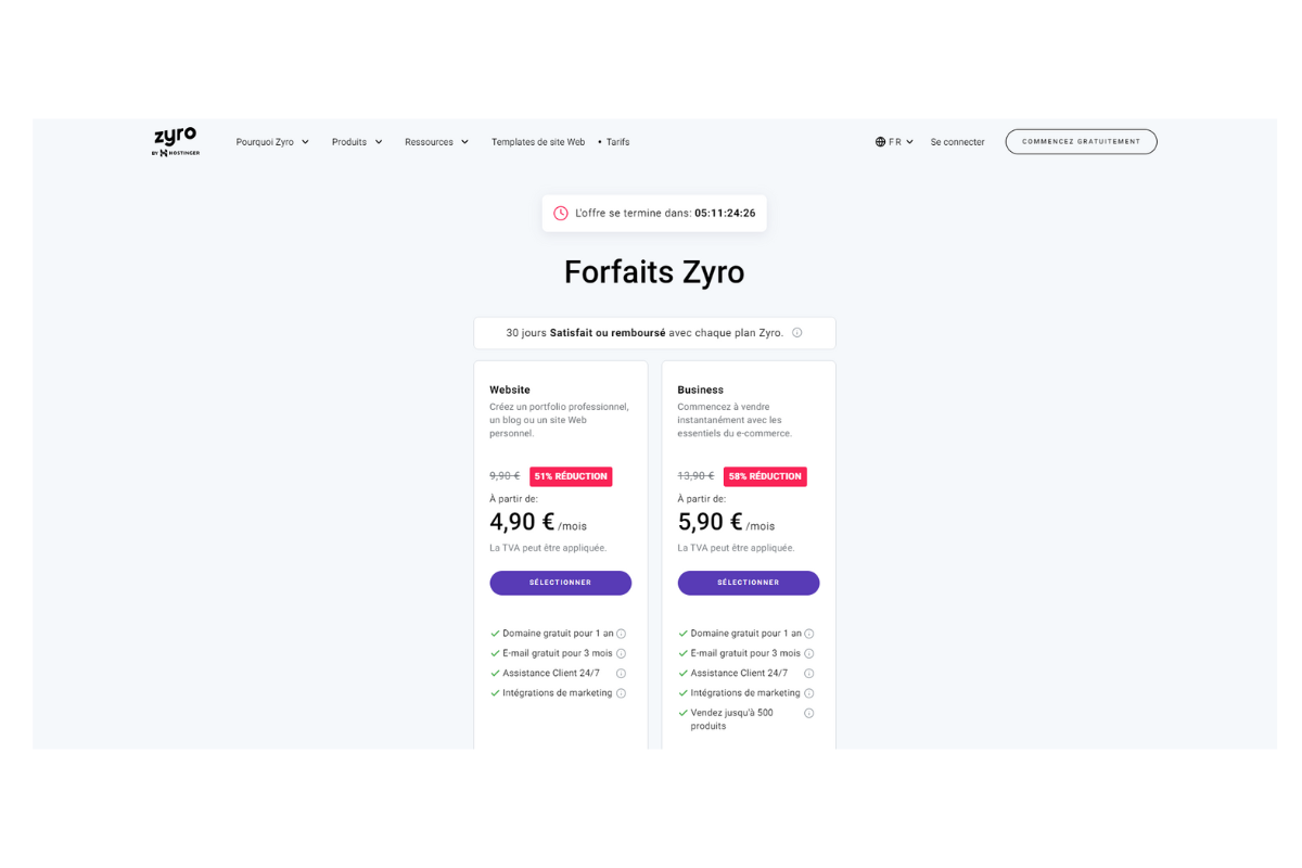 Zyro - tarifs © © Zyro
