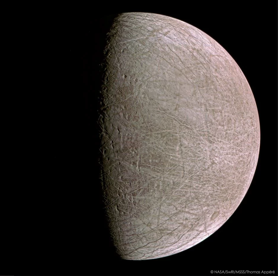 Europa lune Jupiter Juno © NASA/SwRI/MSSS/T. Appéré