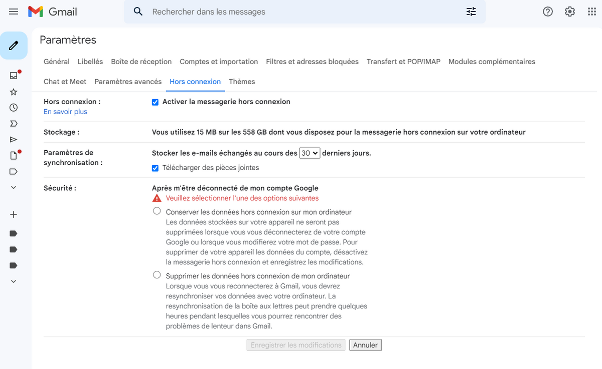Gmail Hors Connexion © Google