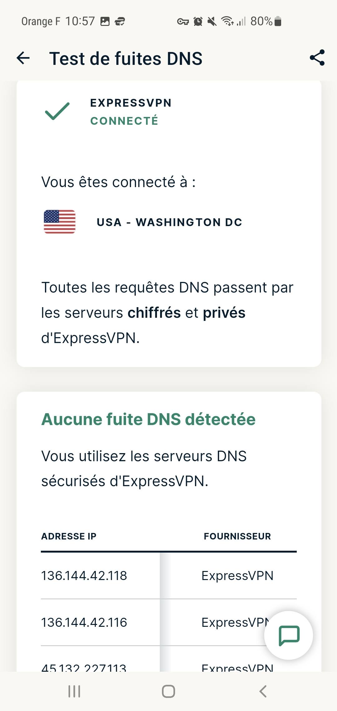 ExpressVPN - Testez les fuites DNS sur Android