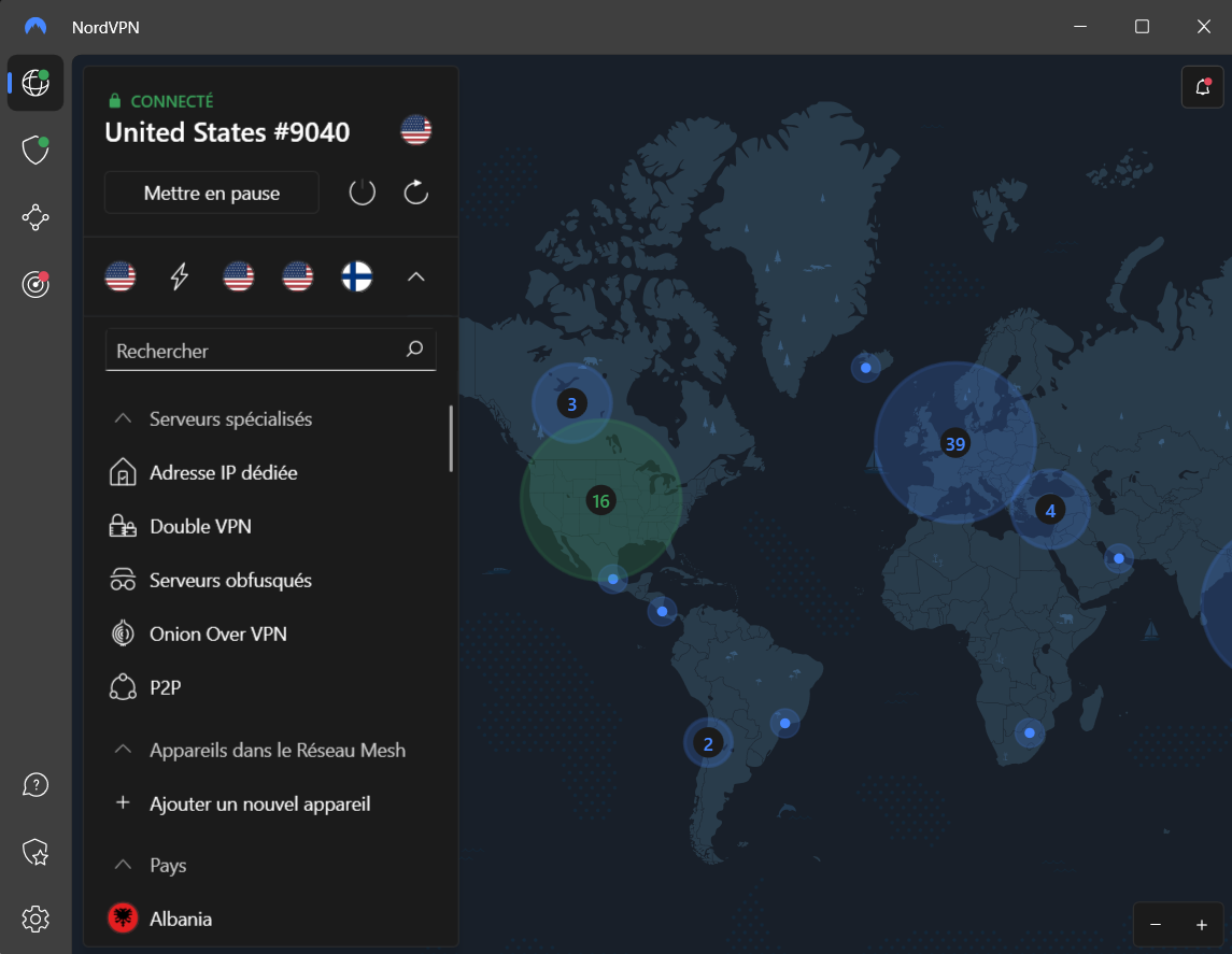 nordvpn interface © clubic.com