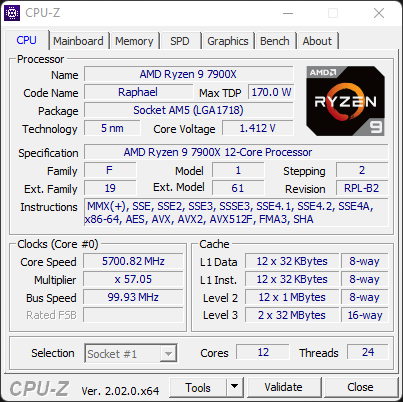 AMD Ryzen 9 7900X © Nerces