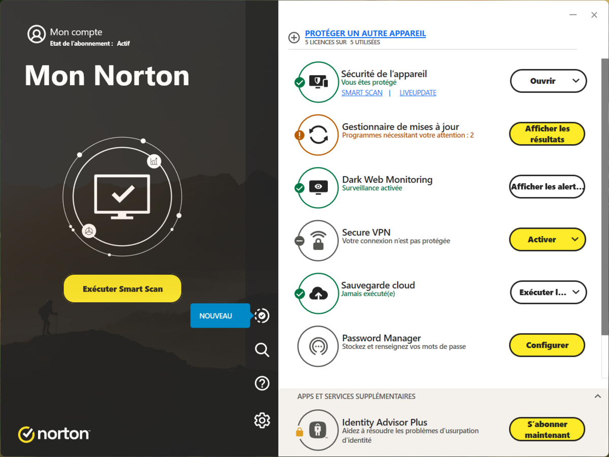 Norton 360 Advanced © Clubic.com/Stephane Ruscher