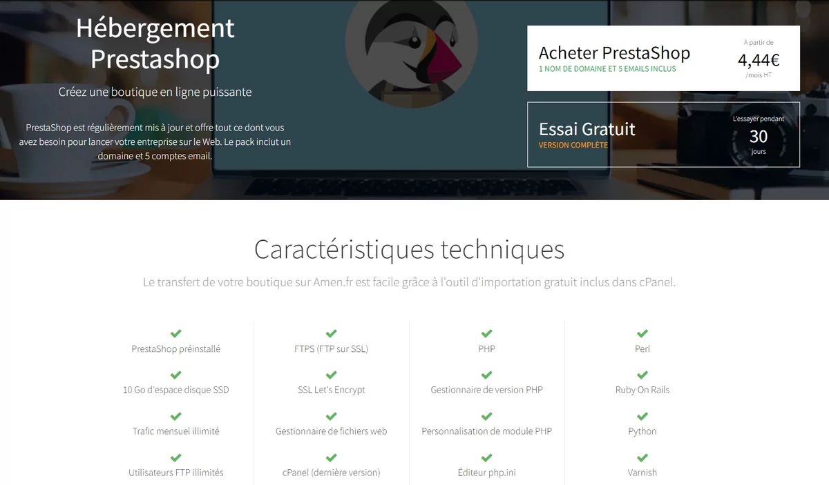 Amen hébergement PrestaShop © Amen