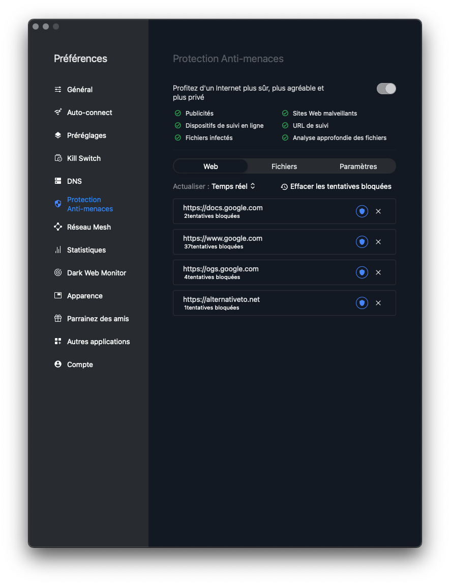Protection anti-menace NordVPN