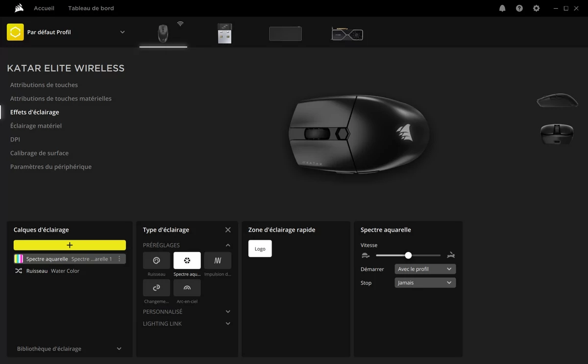 Test Corsair Katar Elite Wireless - iCUE © Matthieu Legouge
