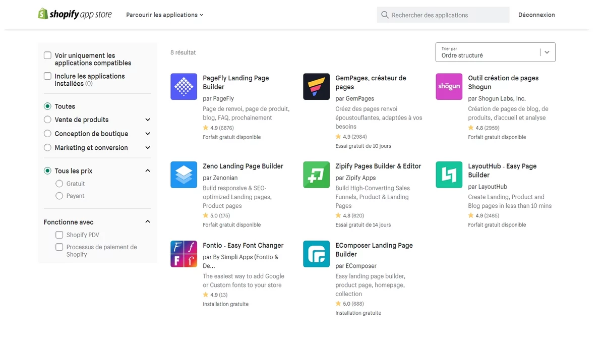 Shopify applications © Shopify