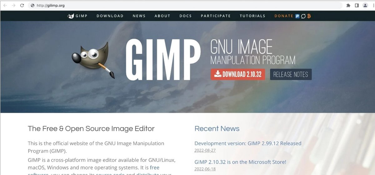 GIMP faux site © © Bleeping Computer