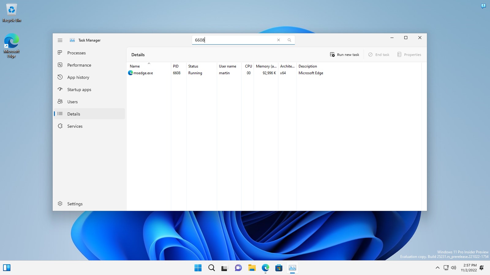 Windows 11 : enfin la recherche dans le gestionnaire de tâches ?