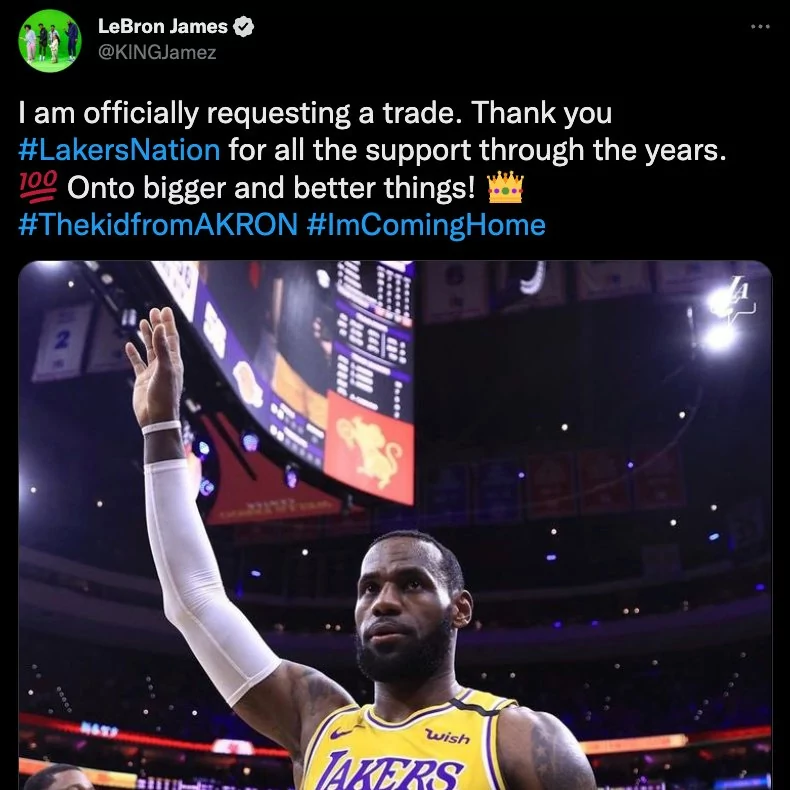 LeBron James Faux Twitter © © Twitter