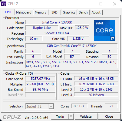 Intel Core i7-13700K Raptor Lake © Nerces