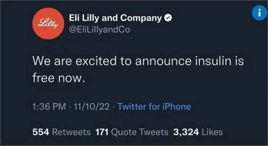 Eli Lilly faux tweet © © Twitter
