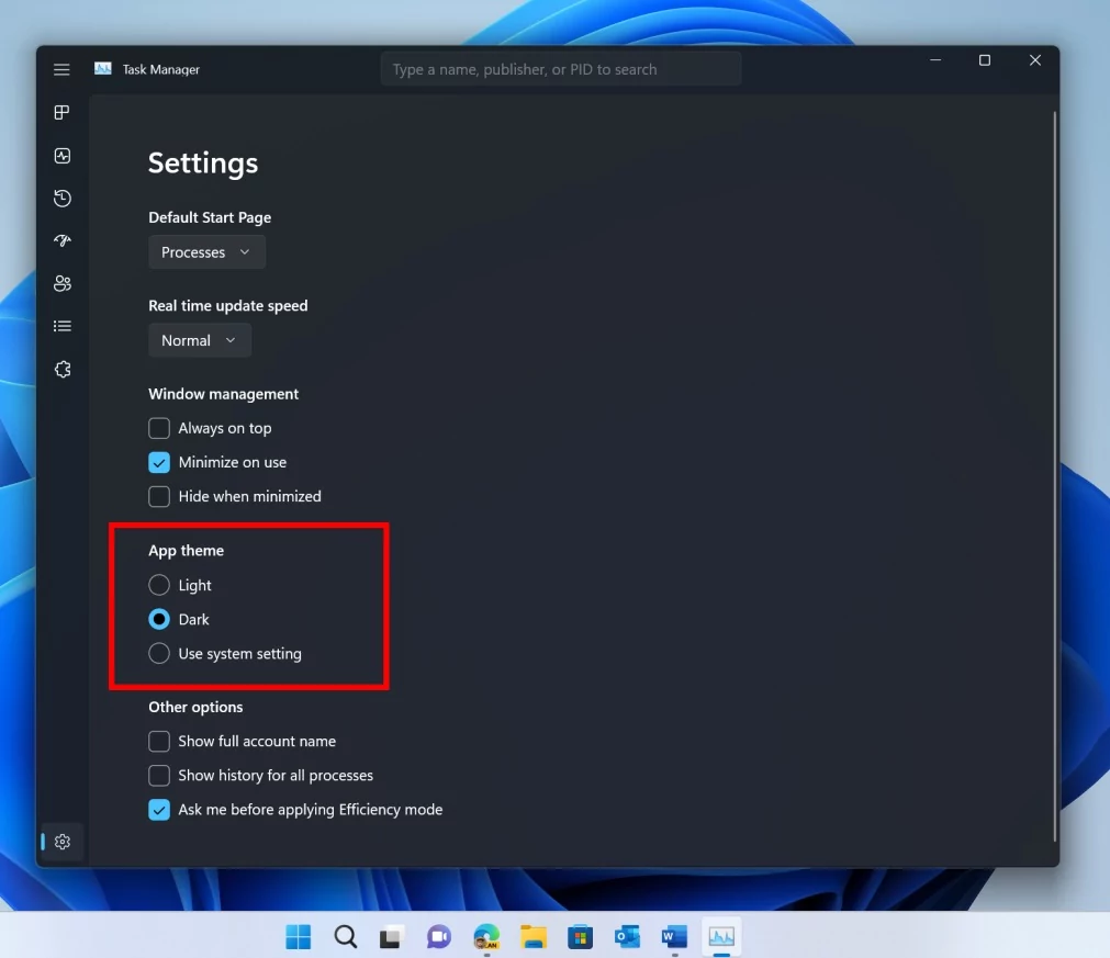 mode sombre MAJ Windows 11 22H2 © © Microsoft