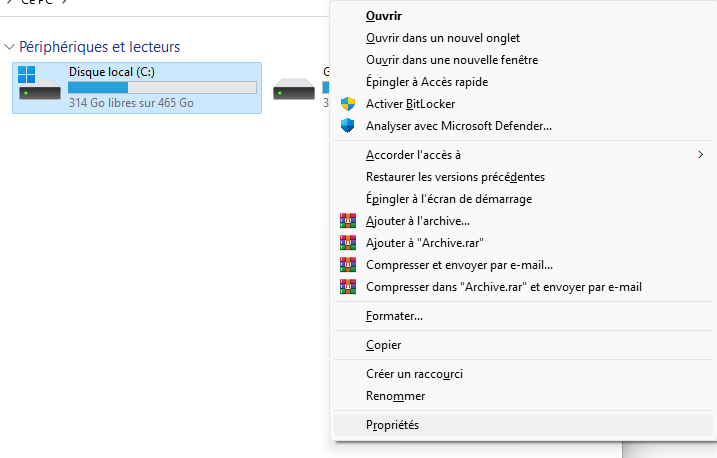 Windows 11 clic droit