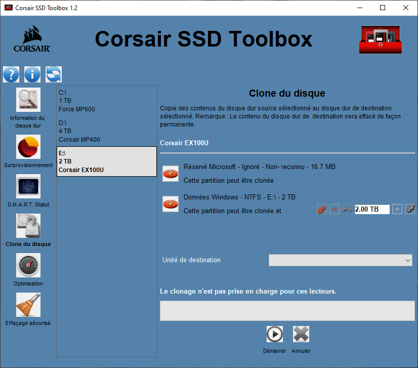 Disque dur SSD portable Corsair EX100U 4 To USB-C