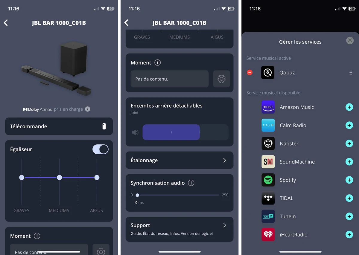 Test JBL Bar 1000 app menu