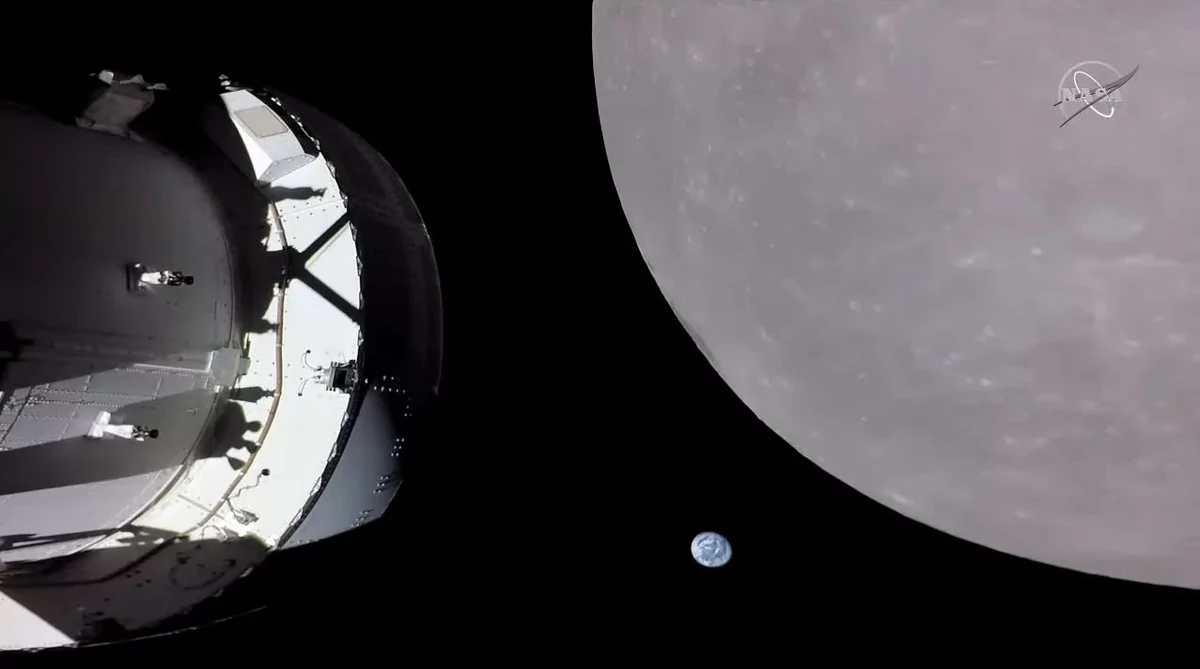 Orion capsule Artemis I survol lune Terre © NASA/ESA