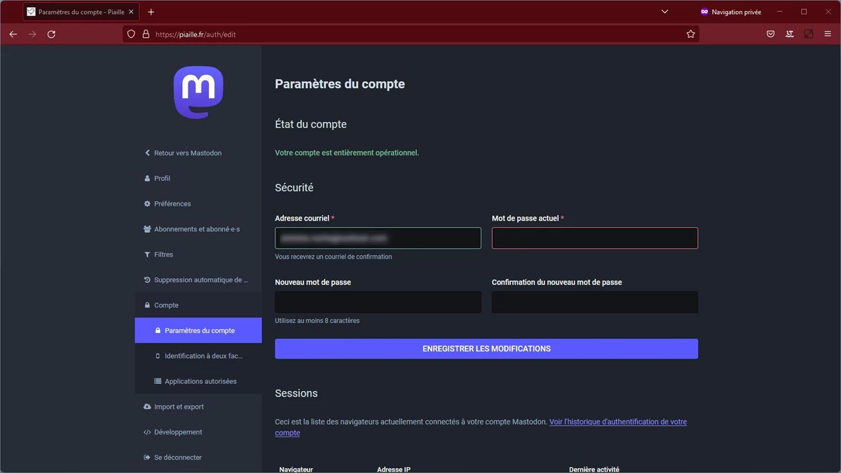 Compte Mastodon 2 © Capture d'écran
