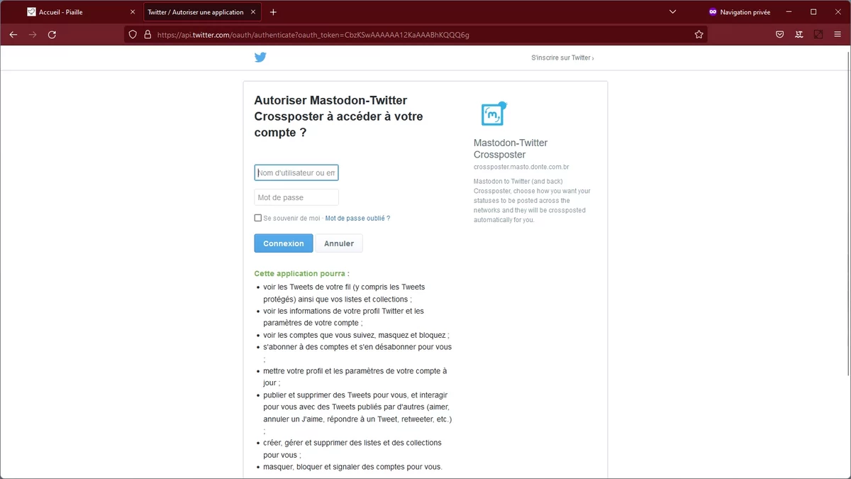 crossposter Twitter © Capture d'écran