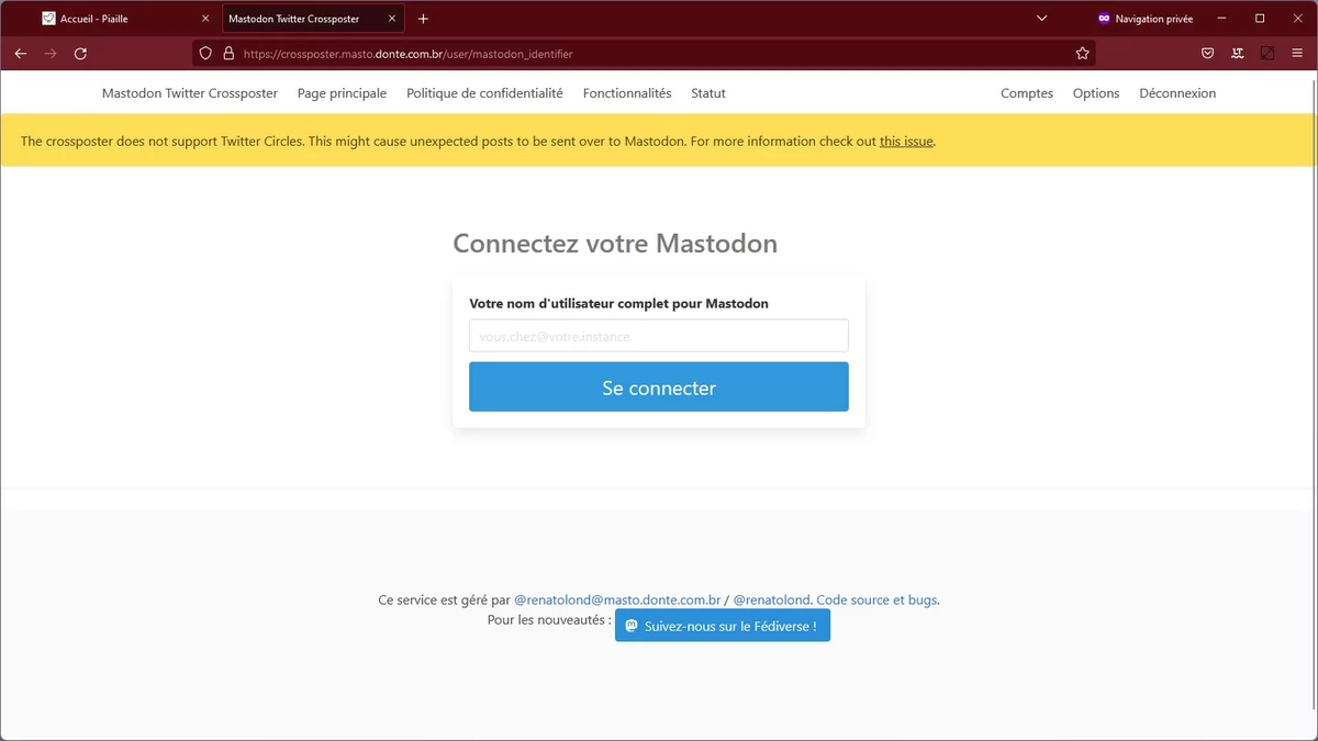 Mastodon crosspost © Capture d'écran