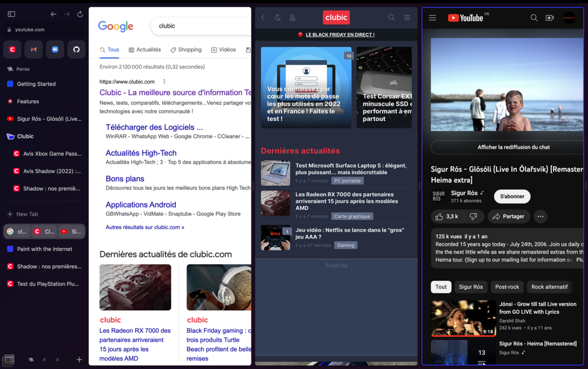 arc browser split view © clubic.com
