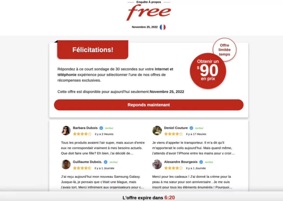 Free phishing © Univers Freebox