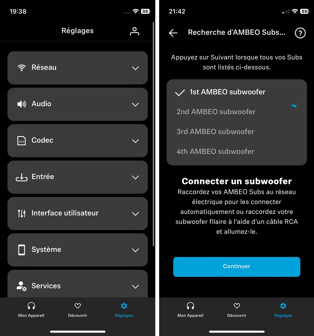 Test Sennheiser Ambeo Soundbar Plus + Ambeo Sub app réglages