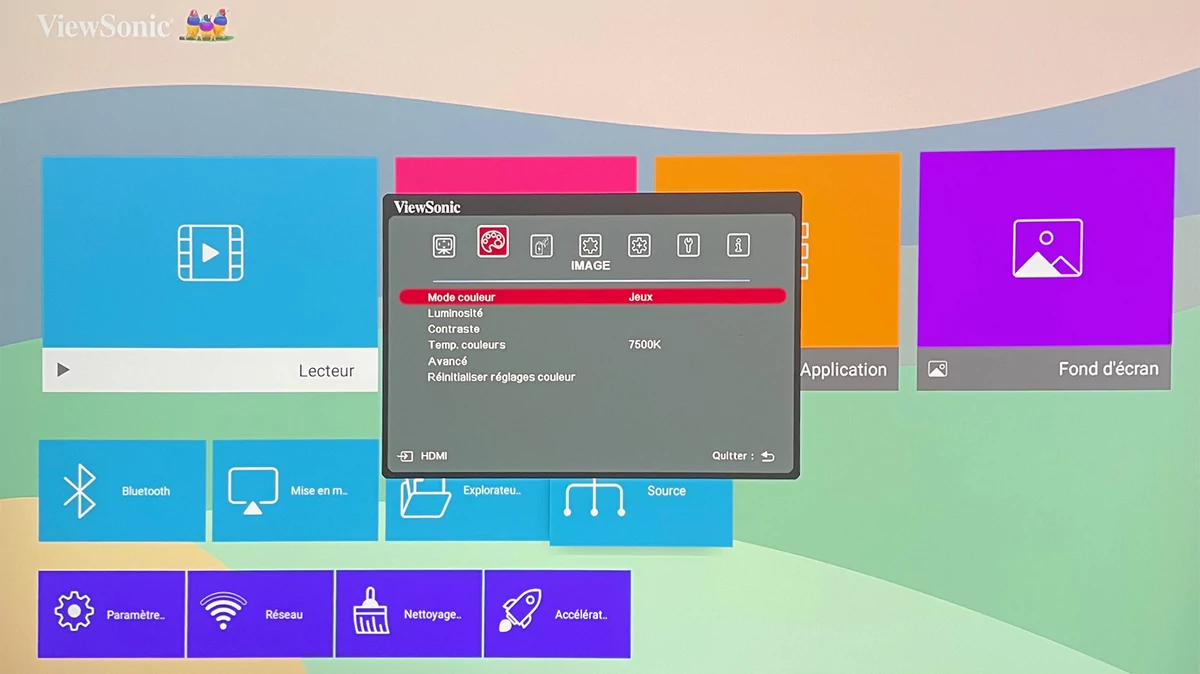 Test ViewSonic X2 menu