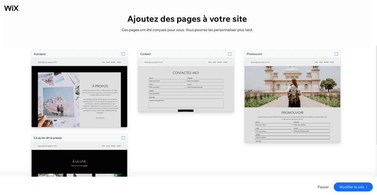 Wix Fonctionnement page 1