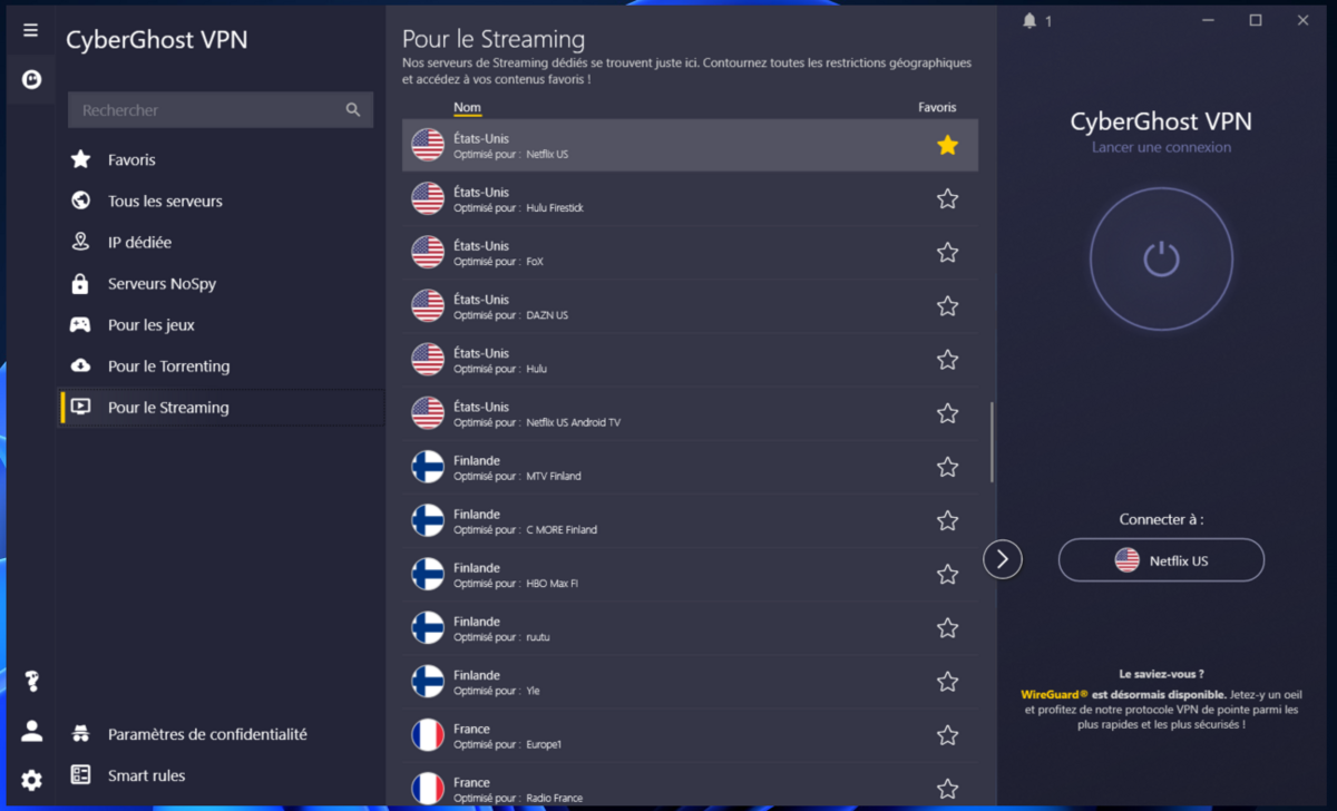 serveurs streaming cyberghost © clubic.com