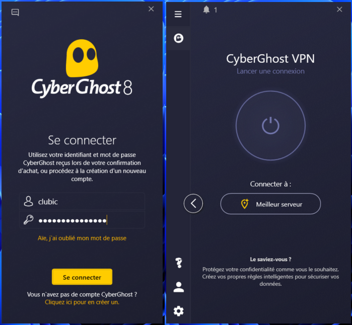 CyberGhost sur Windows