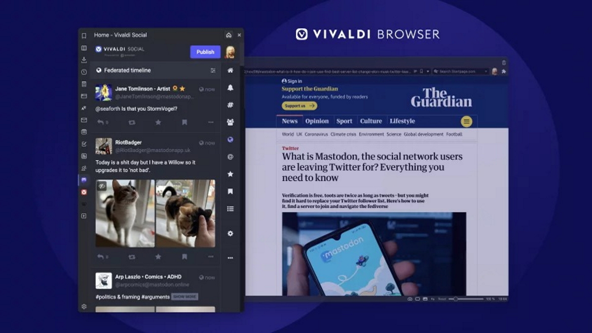 Le navigateur Vivaldi adopte pleinement Mastodon et améliore encore ses onglets