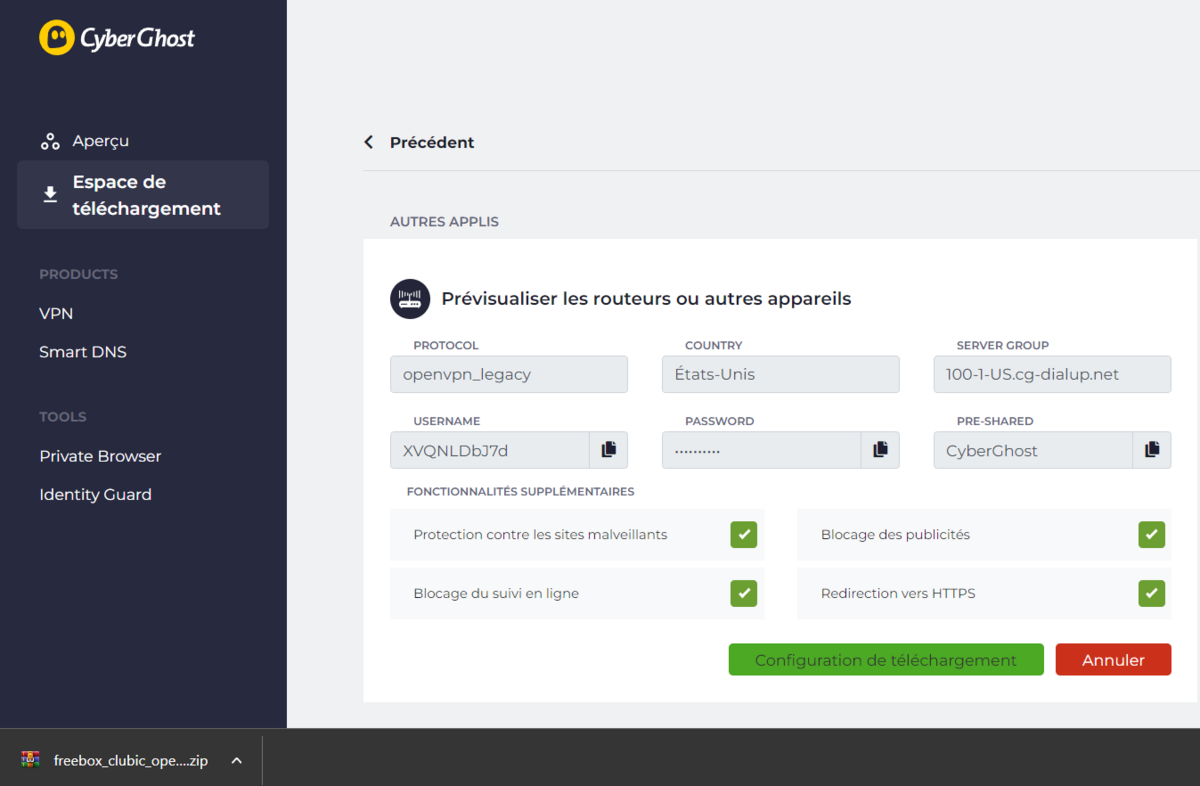 installer cyberghost © clubic.com