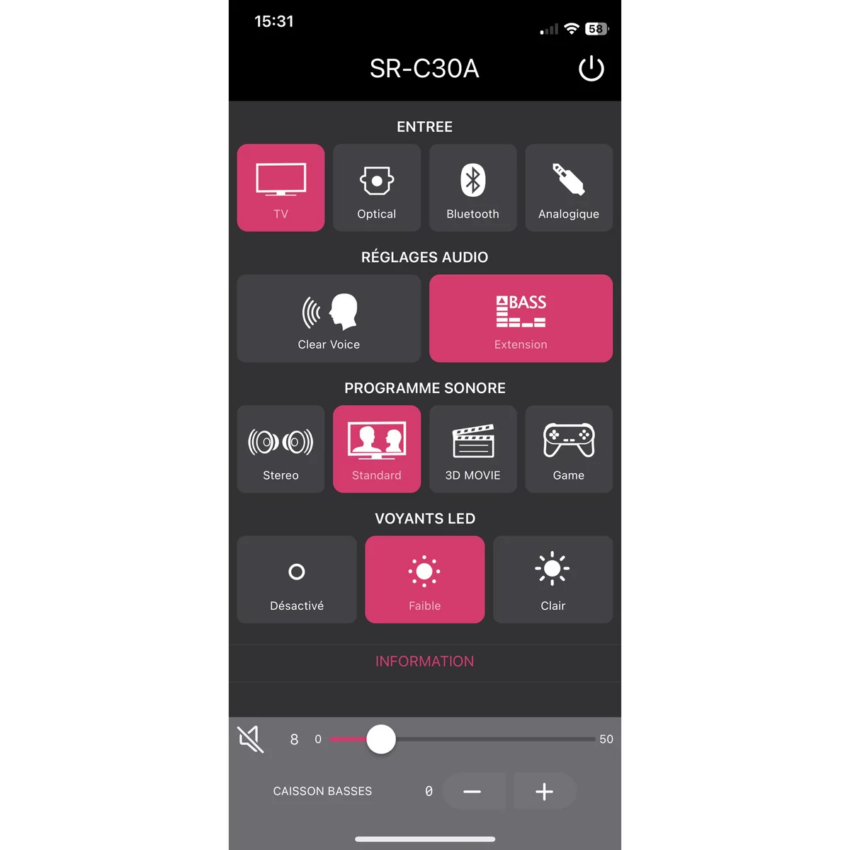 Test Yamaha SR-C30A app bluetooth