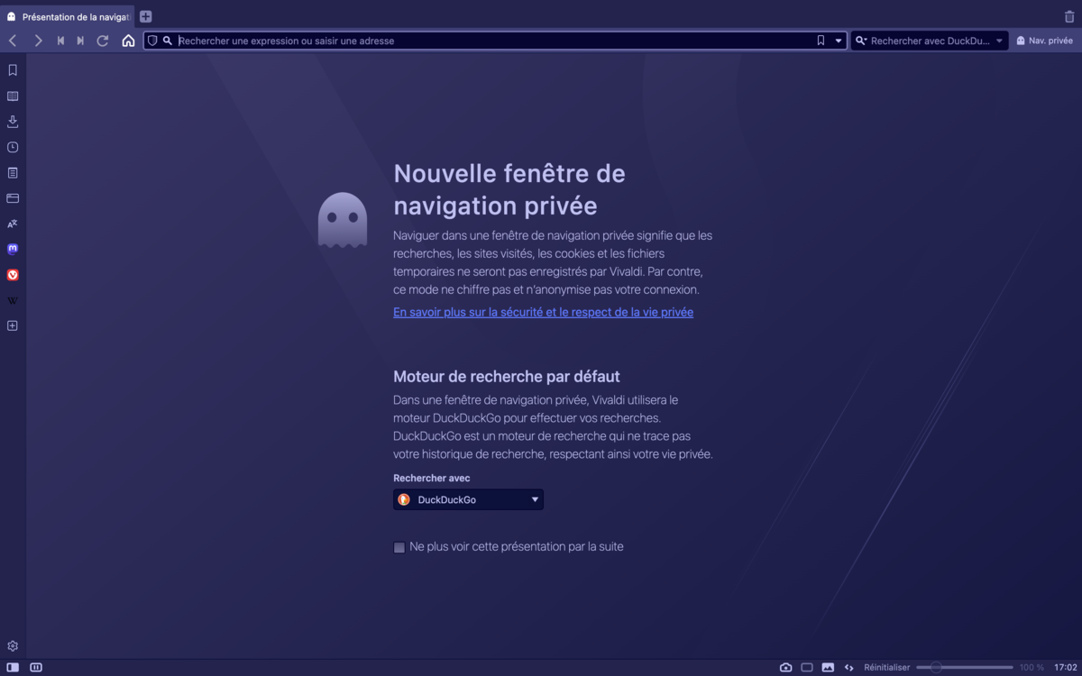 Vivaldi navigation privée ordinateur 2