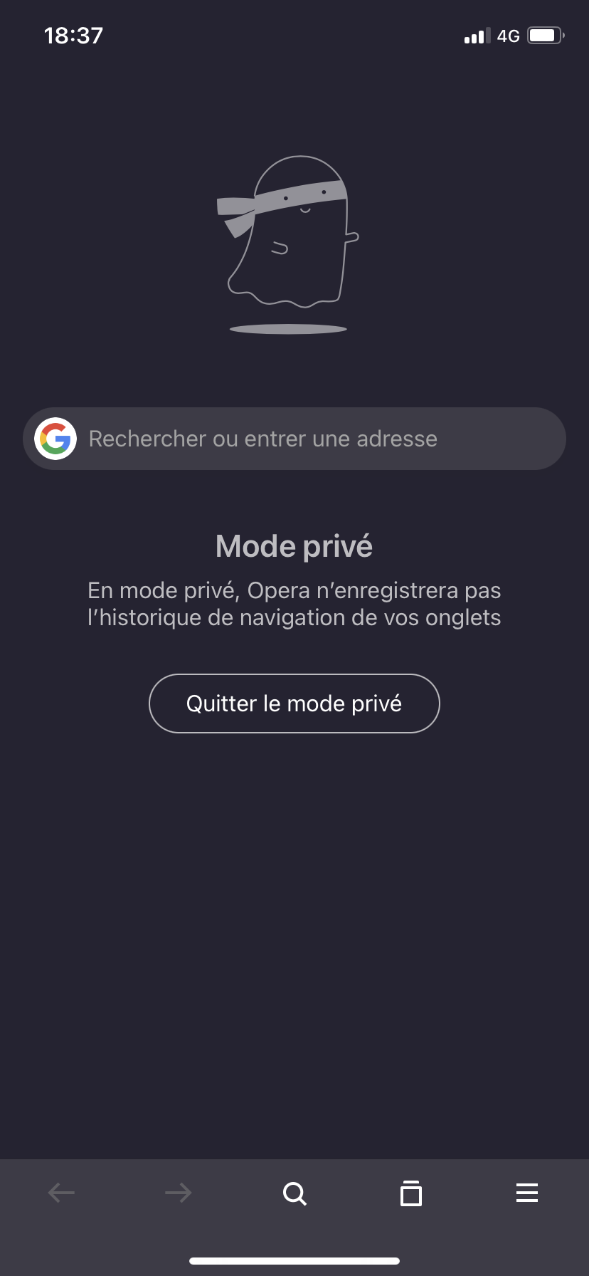 Opera navigation privée mobile 2