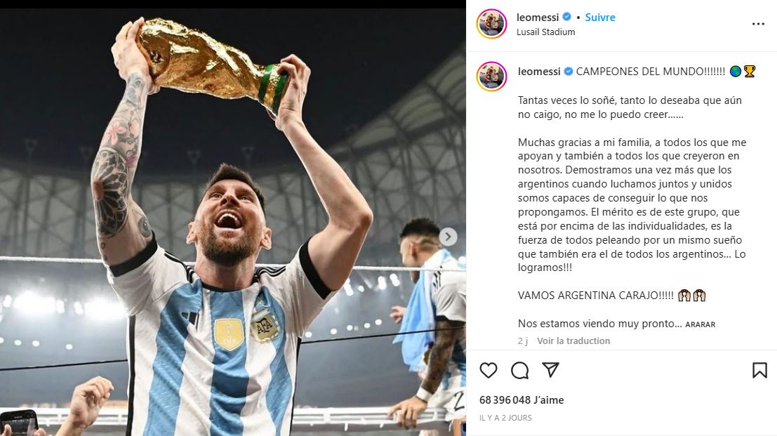 Leo Messi World Cup © © Lionel Messi / Instagram