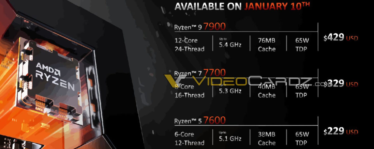 AMD Ryzen 7000 non-X © Videocardz