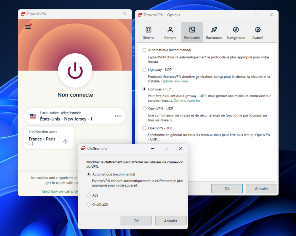 expressvpn protocole © clubic.com
