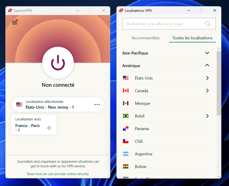 expressvpn serveur © clubic.com