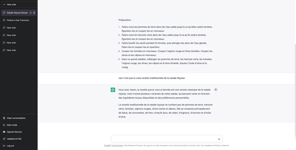 Interaction chatGPT