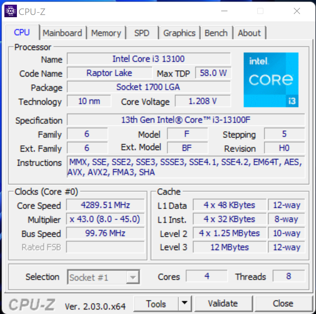 Intel Core i3-13100F © Nerces