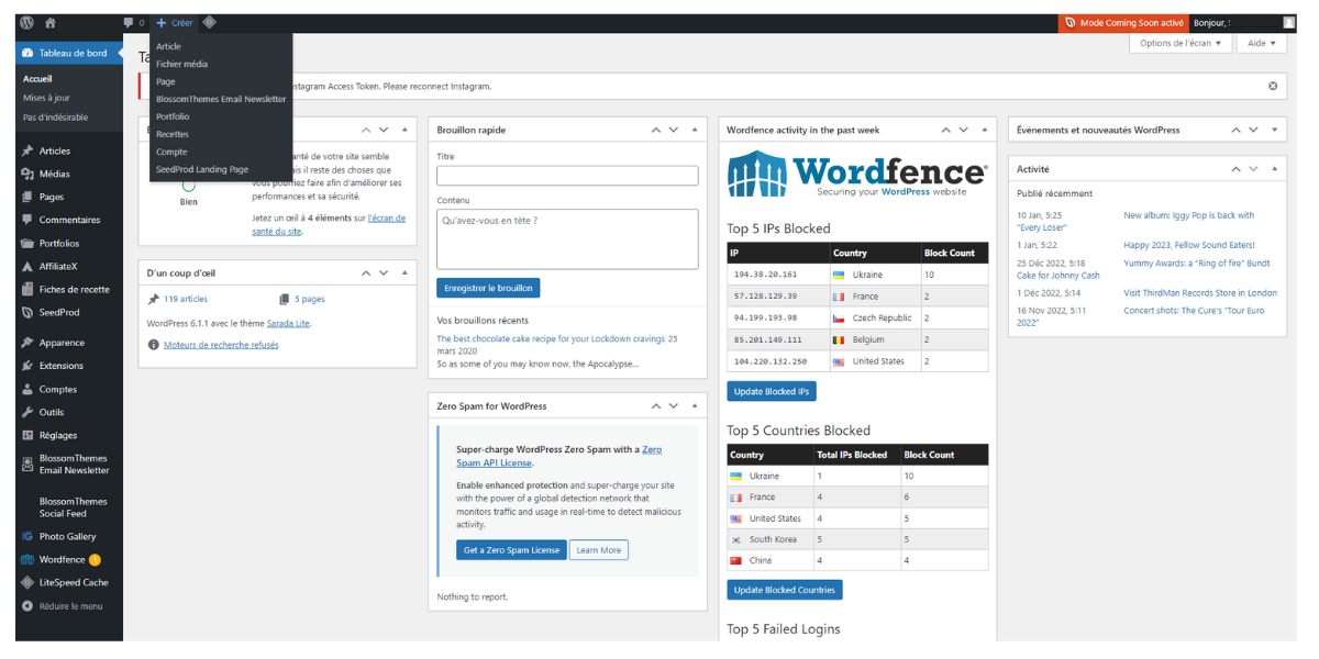 Wordpress Admin © © Wordpress