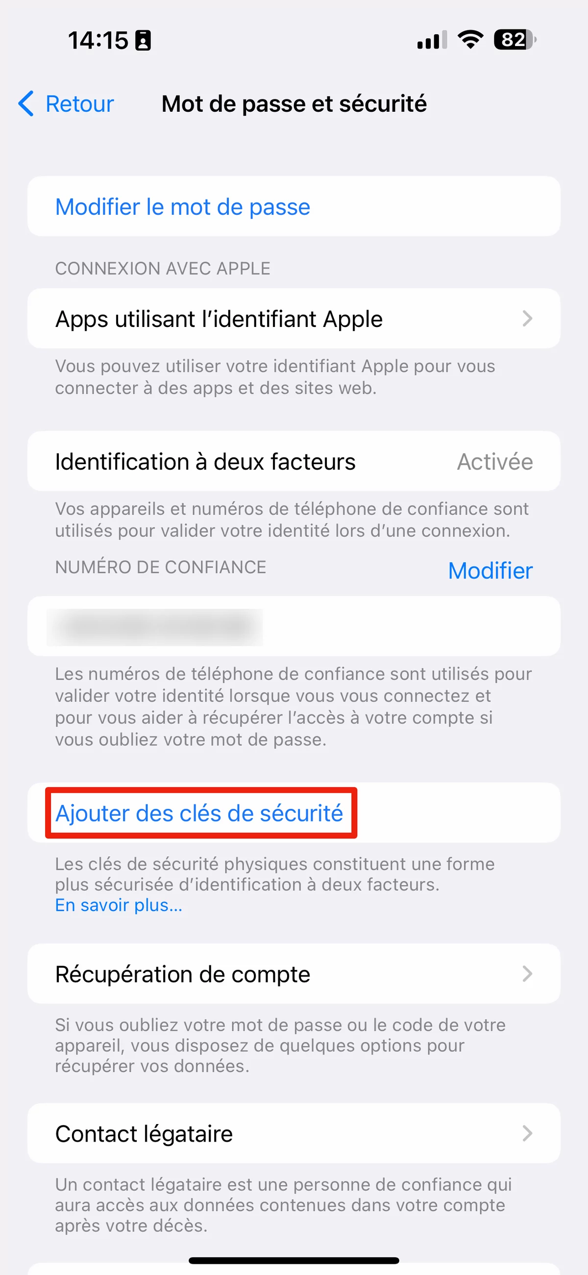 iOS 16 Clés de sécurité © © Mathieu Grumiaux pour Clubic
