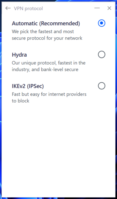 Betternet VPN - Protocoles