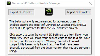 Geforce 3D Profile Manager © NVIDIA