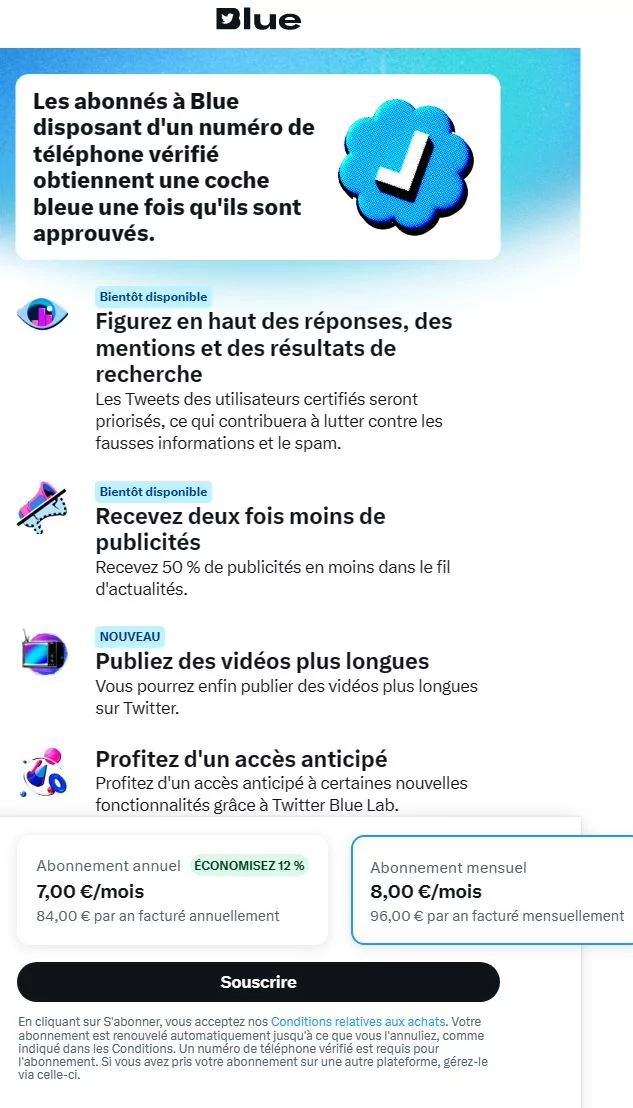 Twitter Blue France © © Twitter